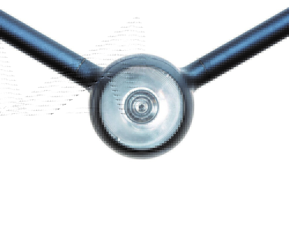 corner point Front of the light head of the FAVO CELL luminaire's mesh structure as a corner point with two symmetrically extending arms in anthracite, with a large round lens for direct light in the centre of the light head.