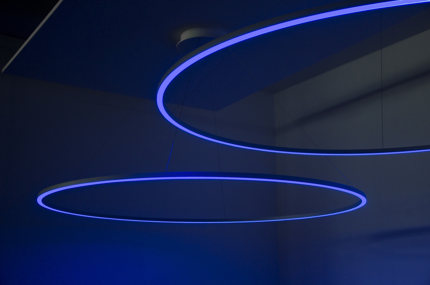 Optional: RGB colour control Two narrow aluminium ring lights (SLIM) that shine directly in blue.