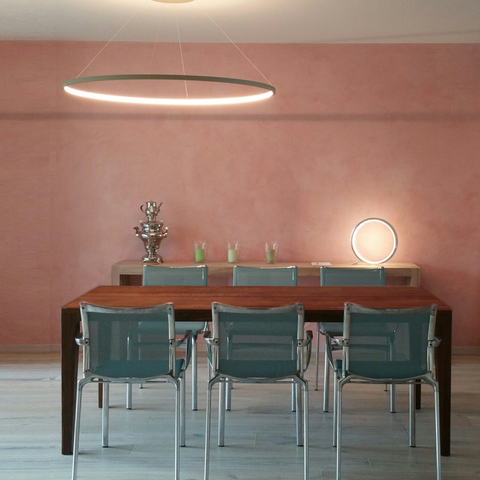Dining room light: Round LED pendant light with ceiling canopy