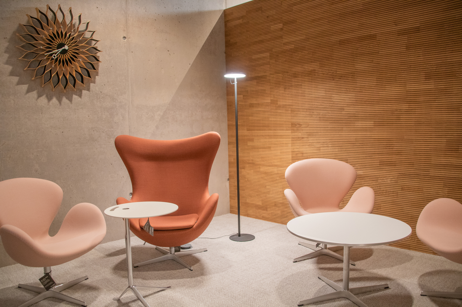 Streit Cafeteria - Featuring Avveni Floor by Sattler Cafeteria at Streit featuring comfortable seating and Sattler's Avveni Floor lighting. Here, a harmoniously lit reading ambience is created in the waiting area